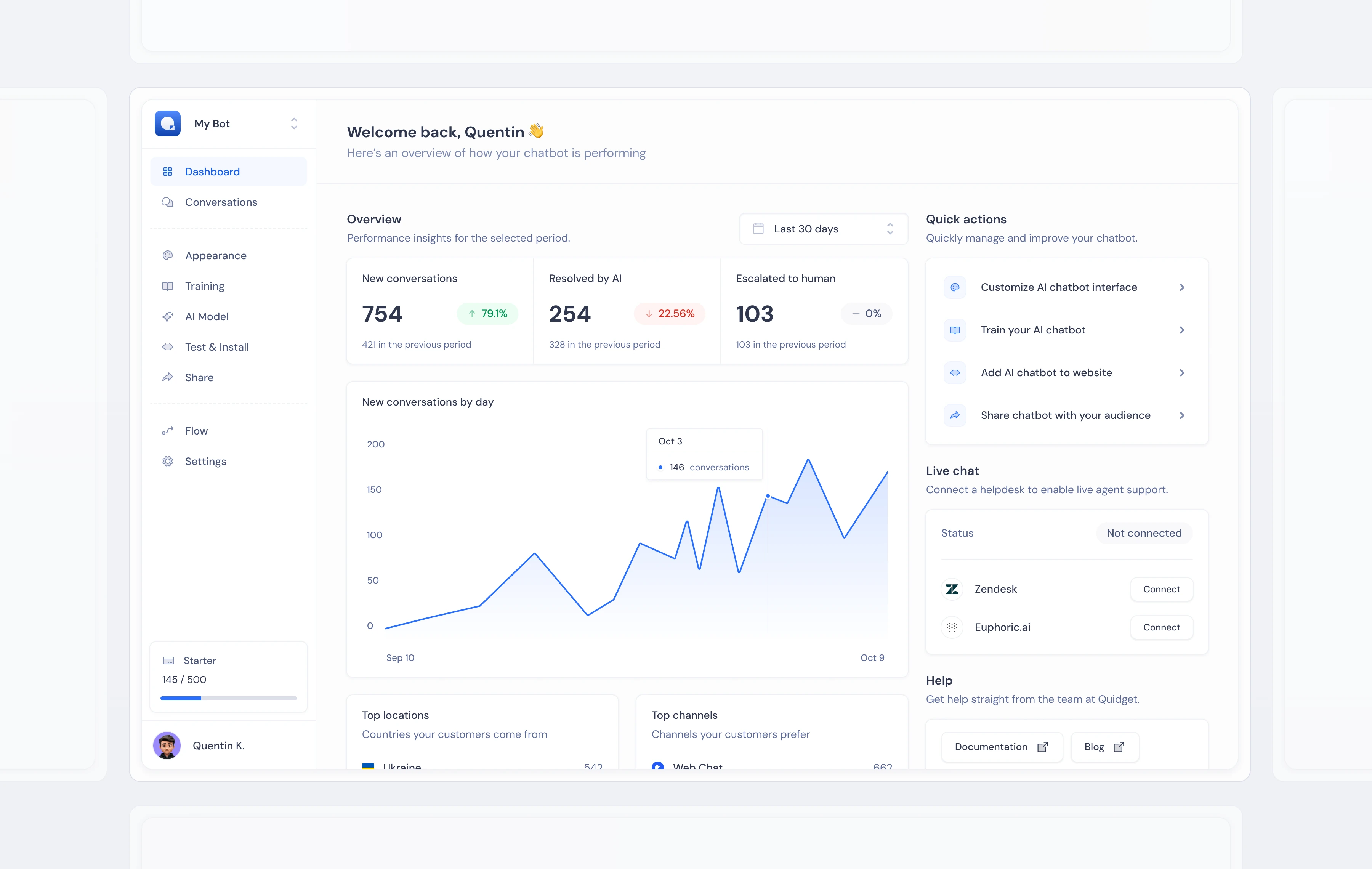 Quidget Application UI